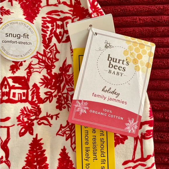 Burt’s Bees Baby Christmas Pajamas 12mos NWT Organic Cotton - Picture 7 of 7